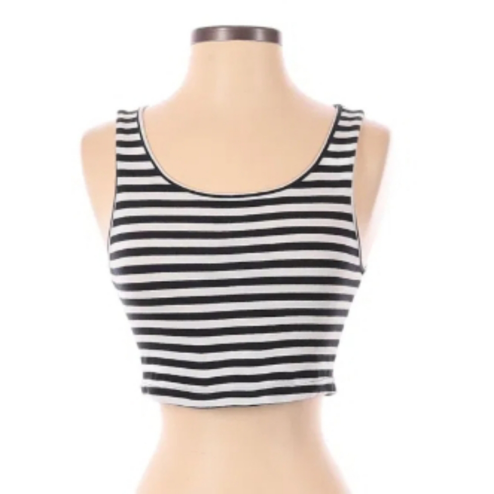 Black & White Striped Crop Top